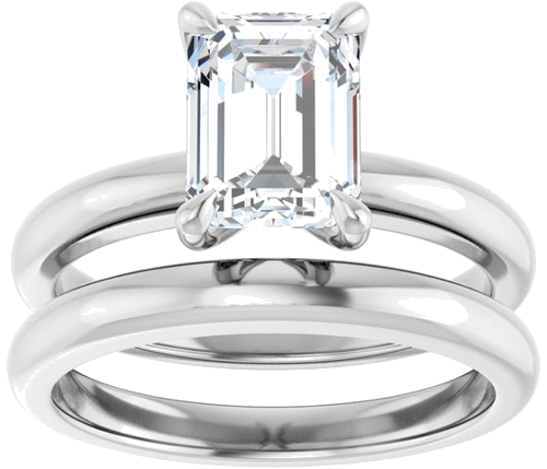 Sužadėtuvių Žiedas „Solitaire“ 585 Baltojo Aukso Emerald 8mm x 6mm (8)