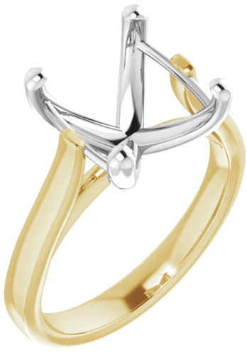 Sužadėtuvių Žiedas „Solitaire“ 585 Baltojo Ir Geltonojo Aukso Cushion 10mm (1)