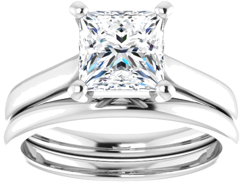 Sužadėtuvių Žiedas „Solitaire“ 585 Baltojo Aukso Square 6.5mm (8)