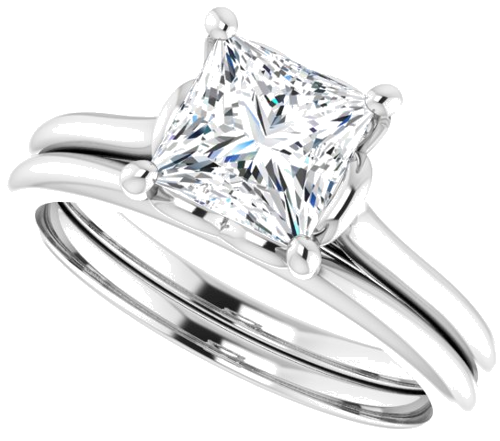 14K White  6 mm Square Solitaire Engagement Ring Mounting (10)