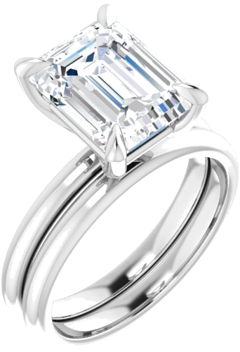 Platinum  10x8 mm Emerald Solitaire Engagement Ring Mounting (6)