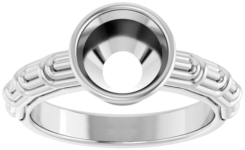 14K White 8 mm Round Solitaire Engagement Ring Mounting (3)