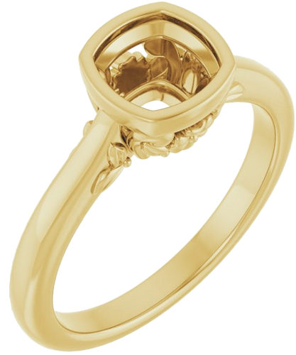 Sužadėtuvių Žiedas „Bezel-Set“ 417 Geltonojo Aukso Cushion 6mm (1)