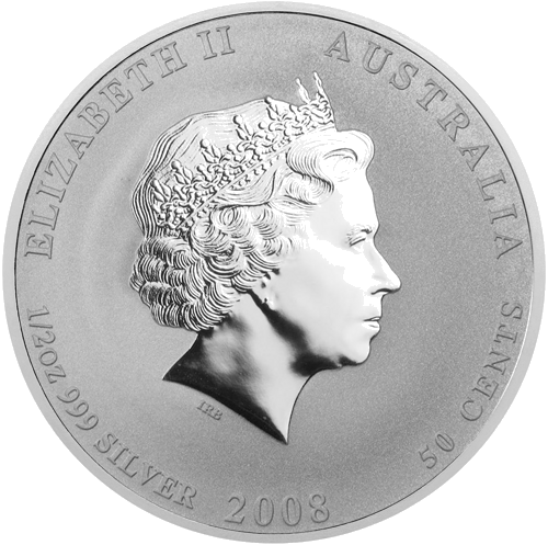 1/2 unces Peles (Žurkas) gads 50 centi Austrālija 2008 sudraba monēta (2)