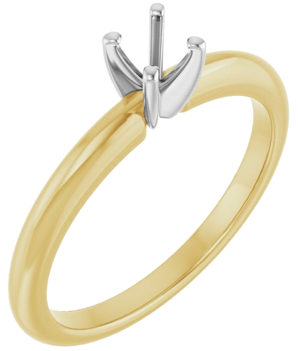14K Yellow   White  4.1 mm Round Solitaire Engagement Ring Mounting (1)