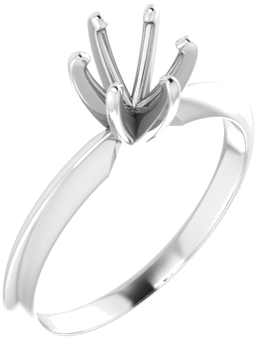 14K White 5.4-5.7 mm Round 6-Prong Solitaire Ring Mounting (1)