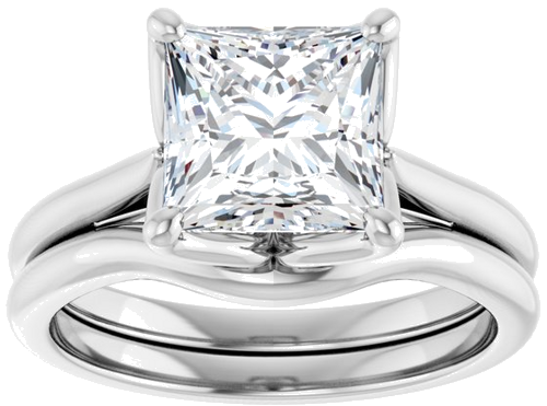 Sužadėtuvių Žiedas „Solitaire“ 14k white gold Square 7.5mm (8)