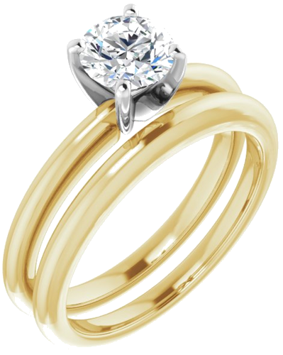 14K Yellow   White  5.8 mm Round Solitaire Engagement Ring Mounting (6)