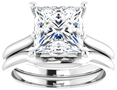 14K White 8 mm Square Solitaire Engagement Ring Mounting (8)