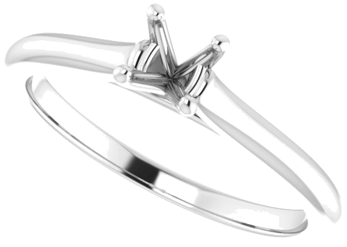 14K White 4.4 mm Round Solitaire Engagement Ring Mounting (5)