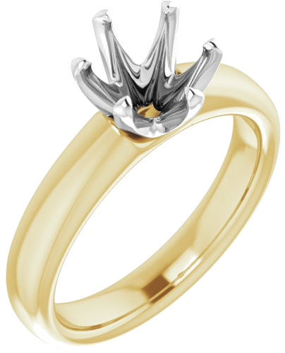 Sužadėtuvių Žiedas „Solitaire“ 750 Geltonojo Aukso Ir 950 Platinos Round 7.4mm (1)