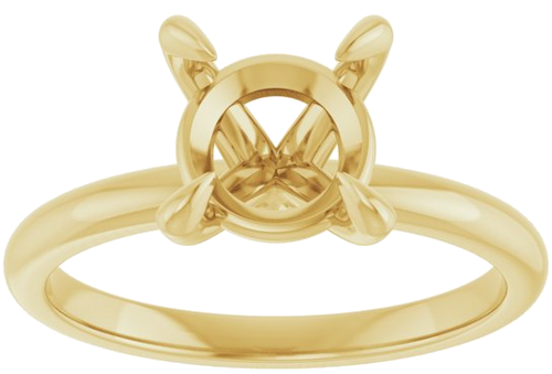 18K Yellow  8 mm Round Solitaire Engagement Ring Mounting (3)