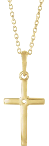 14K Yellow 2 mm Round Cross 16-18  Necklace Mounting (3)