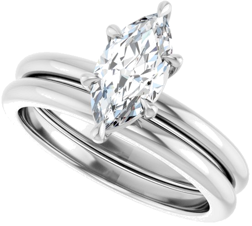 Sužadėtuvių Žiedas 585 Baltojo Aukso Marquise 10mm x 5mm (10)