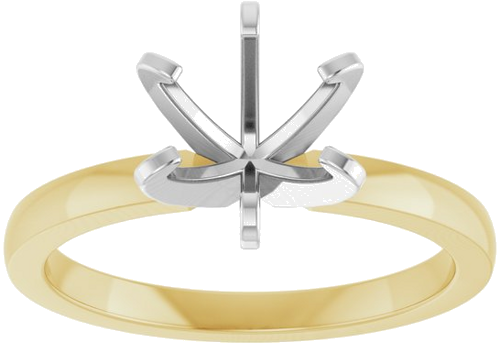 14K Yellow White 7.3-7.7 mm Round Solitaire Engagement Ring Mounting (3)