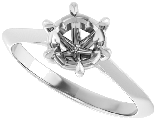 14K White 6.5 mm Round Solitaire Engagement Ring Mounting (5)
