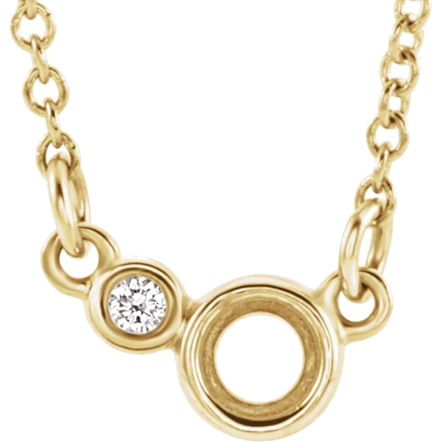 14K Yellow 4 mm Round .03 CTW Natural Diamond Semi-Set 18  Necklace (1)