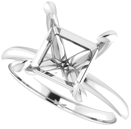 14K White  8x8 mm Square Solitaire Engagement Ring Mounting (5)