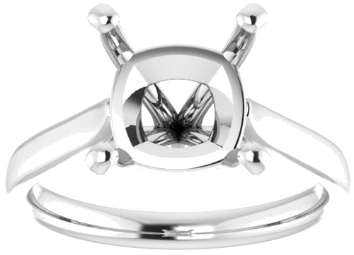 14K White 9 mm Cushion Engagement Ring Mounting (3)