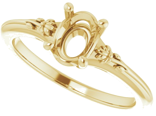 14K Yellow 7x5 mm Oval Solitaire Engagement Ring Mounting (5)