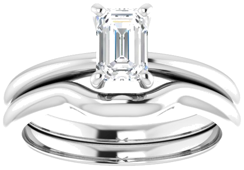 Sužadėtuvių Žiedas „Solitaire“ 950 Platinos Emerald 6mm x 4mm (8)