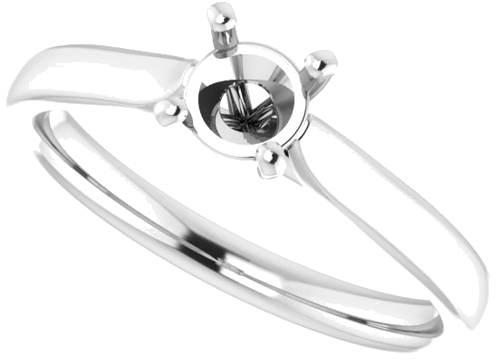 Sužadėtuvių Žiedas „Solitaire“ 585 Baltojo Aukso Round 4.8mm (5)