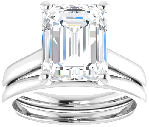 Sužadėtuvių Žiedas „Solitaire“ 585 Baltojo Aukso Emerald 10mm x 8mm (8)