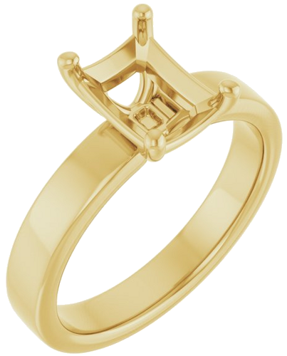 14K Yellow 8x6 mm Emerald Solitaire Engagement Ring Mounting (1)