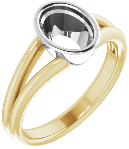 18K Yellow   White 8x6 mm Oval Engagement Ring Mounting (1)