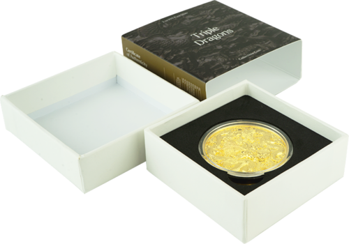 3 oz Три Дракона 2022 Чад 15 000 франков серебряная монета (4)