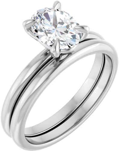 Sužadėtuvių Žiedas „Solitaire“ 585 Baltojo Aukso Oval 8mm x 6mm (6)