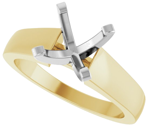 14K Yellow White 8 mm Round Solitaire Engagement Ring Mounting (5)