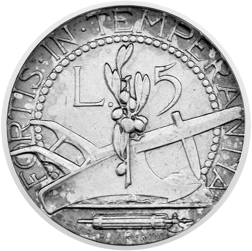 5 liru 1938 Sanmarīno sudraba monēta (2)