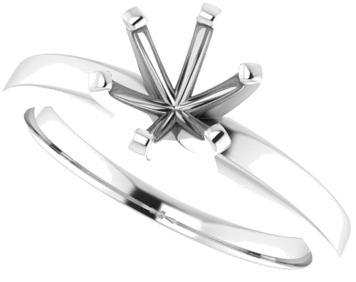 14K White 6.5 mm Round Solitaire Engagement Ring Mounting (5)