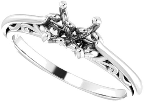 Sužadėtuvių Žiedas „Solitaire“ 585 Baltojo Aukso Round 6.5mm (10)