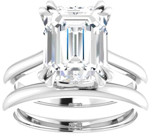 14K White 10x8 mm Emerald Solitaire Engagement Ring Mounting (8)