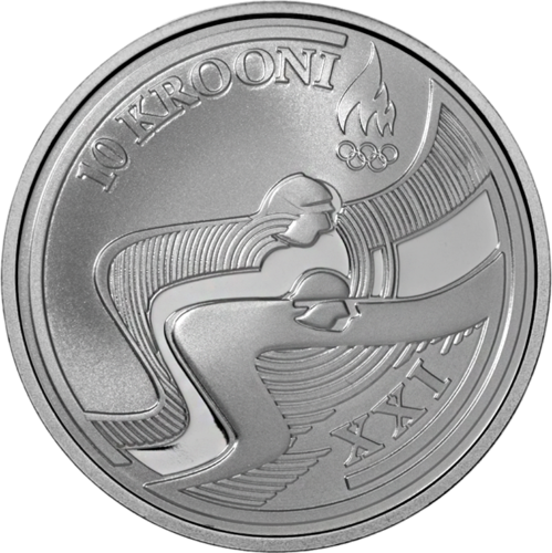 2010 Эстония XXI Зимние Олимпийские игры 10 крон серебряная монета (1)