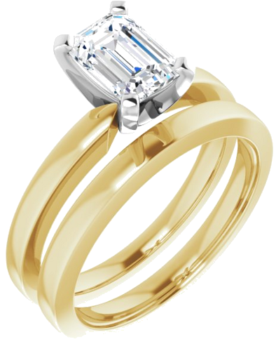 14K Yellow White 7x5 mm Emerald Solitaire Engagement Ring Mounting (6)