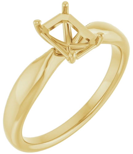 14K Yellow  7x5 mm Emerald Solitaire Engagement Ring Mounting (1)