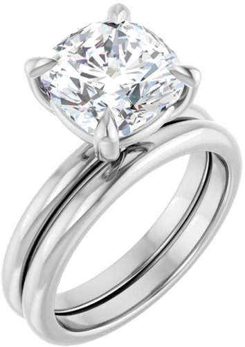 Sužadėtuvių Žiedas 585 Baltojo Aukso Cushion 9mm (6)