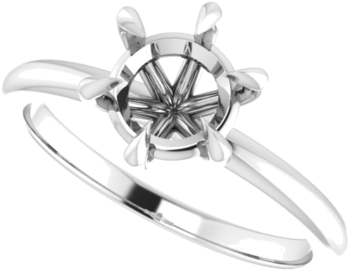 14K White 7 mm Round Solitaire Engagement Ring Mounting (5)