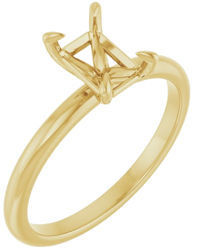 10K Yellow  7x5 mm Emerald Solitaire Engagement Ring Mounting (1)