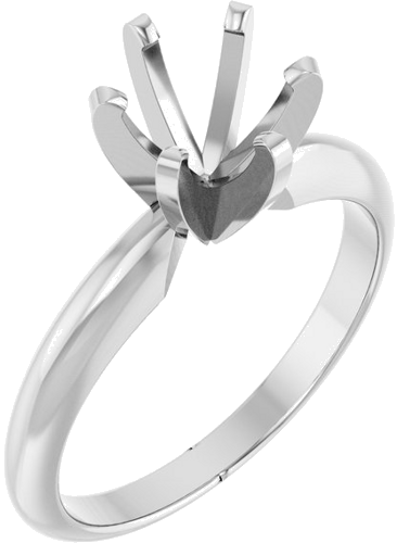 14K X1 White 6-6.6 mm Round Heavy 6-Prong Engagement Ring Mounting (1)