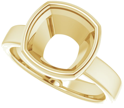 18K Yellow 9 mm Cushion Solitaire Engagement Ring Mounting (5)