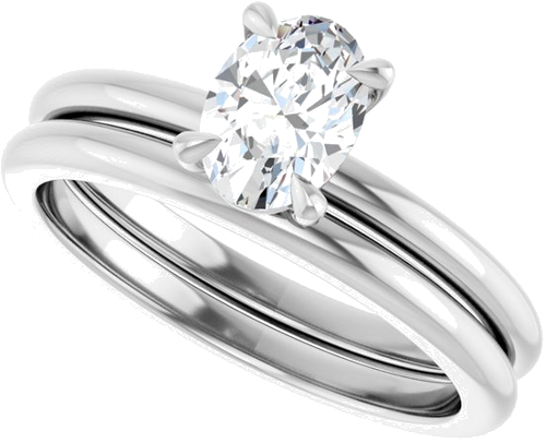 14K White 7x5 mm Oval Solitaire Engagement Ring Mounting (10)