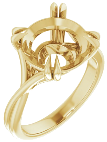 14K Yellow 12 mm Round Solitaire Engagement Ring Mounting (1)