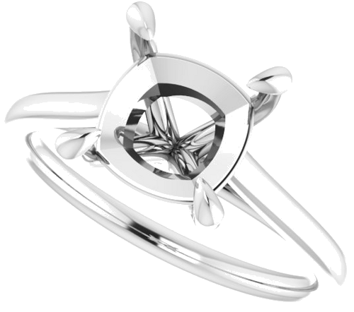 14K White  8 mm Cushion Solitaire Engagement Ring Mounting (5)