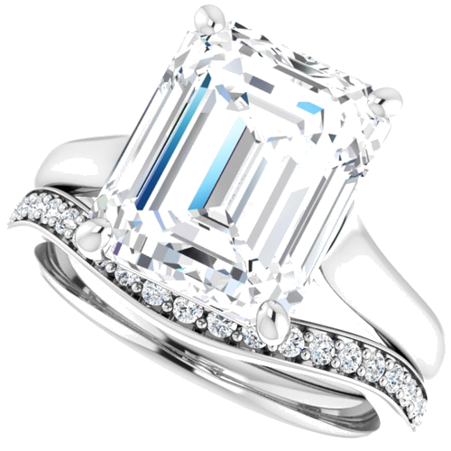 14K White 11x9 mm Emerald Solitaire Engagement Ring Mounting (10)