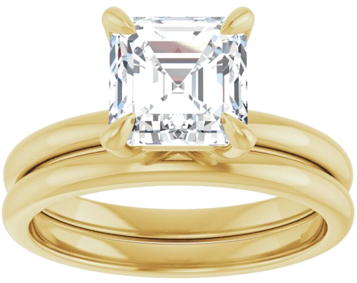 14K Yellow  7x7 mm Asscher Solitaire Engagement Ring Mounting (8)