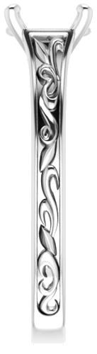 Sužadėtuvių Žiedas „Scroll Solitaire“ 585 Baltojo Aukso Round 7mm (4)
